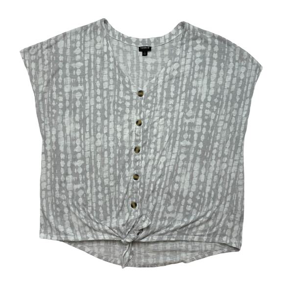 TORRID White Gray Burnout Tie Front Lightweight Blouse Size 3 3X Pullover - Picture 4 of 9